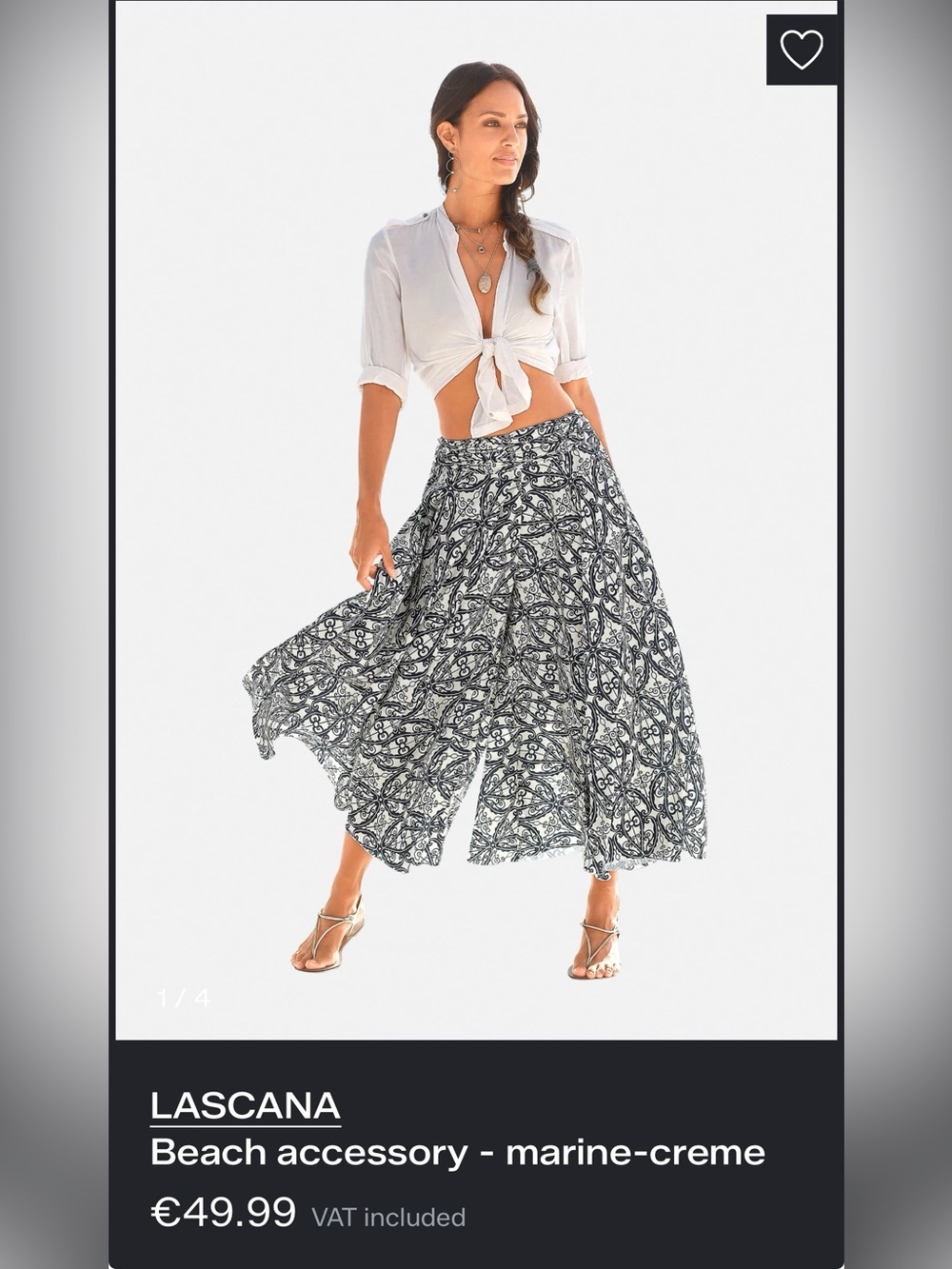 LASCANA Flowy Black & White Printed Maxi Skirt